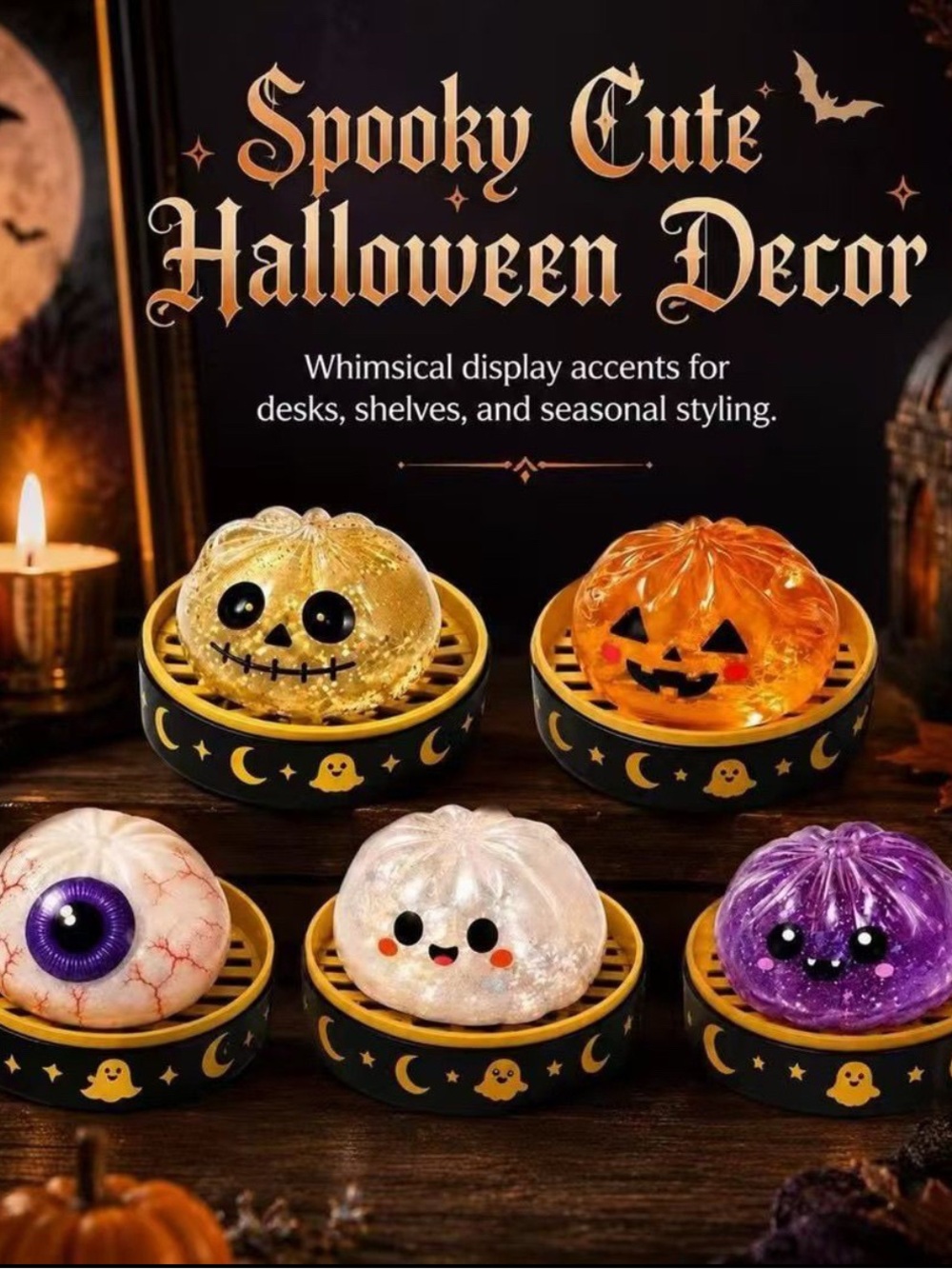 1 PC NEW VIRAL Halloween Sugar Squishy Dumplings Glitter Toy Squishy Blink Box